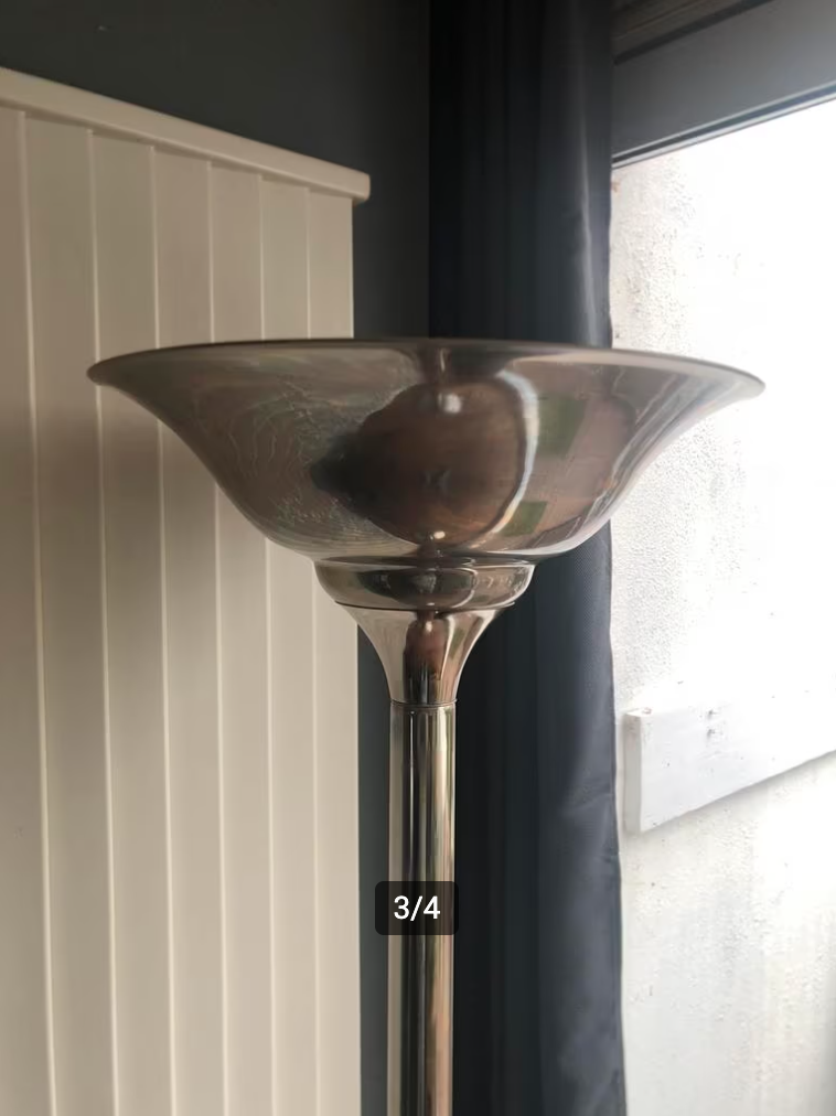 Set van twee art-deco vloerlampen – nikkel, geïnspireerd op Demeyere
